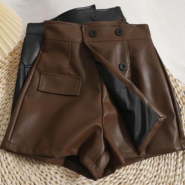 women's shorts irregular leather skirt women high waisted double breasted pu wide leg biker hippie pantalones cortos de mujer, White;black
women's shorts irregular leather skirt women high waisted double breasted pu wide leg biker hippie pantalones cortos de mujer, White;black