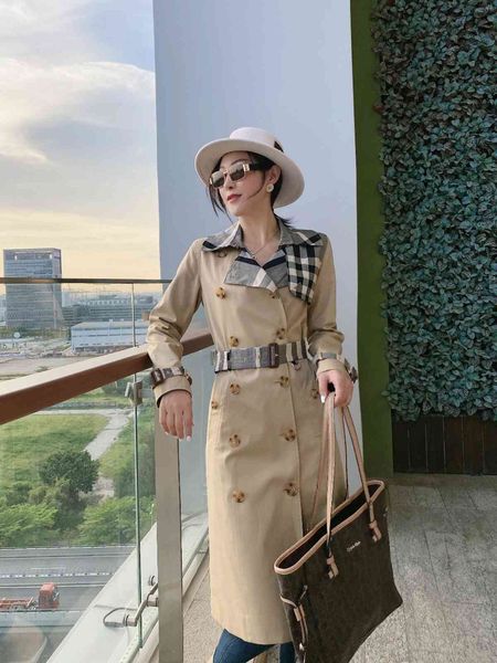 dust coat 2021 autumn european british women's plaid medium length windbreaker b home thin double breasted, Tan;black
dust coat 2021 autumn european british women's plaid medium length windbreaker b home thin double breasted, Tan;black