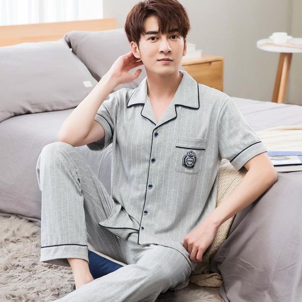 men's sleepwear men cotton 2pcs stripe sleep set soft notched pyjamas short sleeve shirt&pants elastic waist suit loose nightwear homew, Black;brown
men's sleepwear men cotton 2pcs stripe sleep set soft notched pyjamas short sleeve shirt&pants elastic waist suit loose nightwear homew, Black;brown