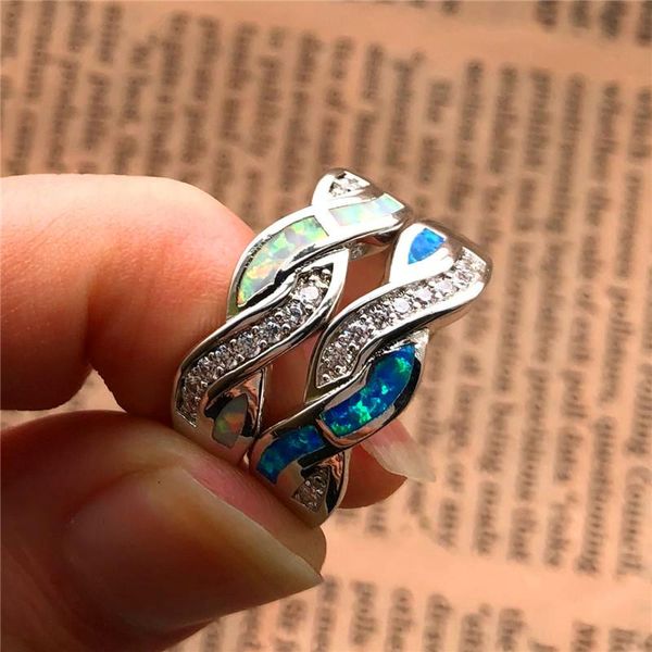 wedding rings brand female blue white fire opal ring silver color engagement fashion jewelry vintage cross for women, Slivery;golden
wedding rings brand female blue white fire opal ring silver color engagement fashion jewelry vintage cross for women, Slivery;golden