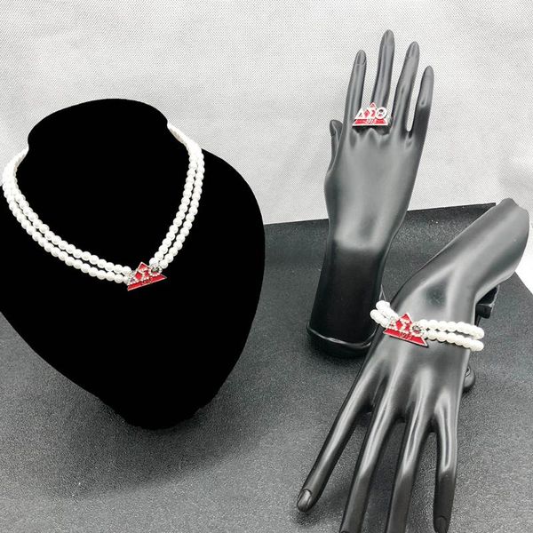 earrings & necklace handmade custom vintage statement accessory letter logo delta four layer white pearl neckalces sorority jewelry, Silver
earrings & necklace handmade custom vintage statement accessory letter logo delta four layer white pearl neckalces sorority jewelry, Silver