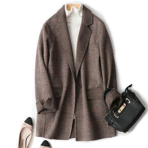 women's wool & blends small double-sided cashmere overcoat slim fit short suit in autumn and winter 2021, Black
women's wool & blends small double-sided cashmere overcoat slim fit short suit in autumn and winter 2021, Black