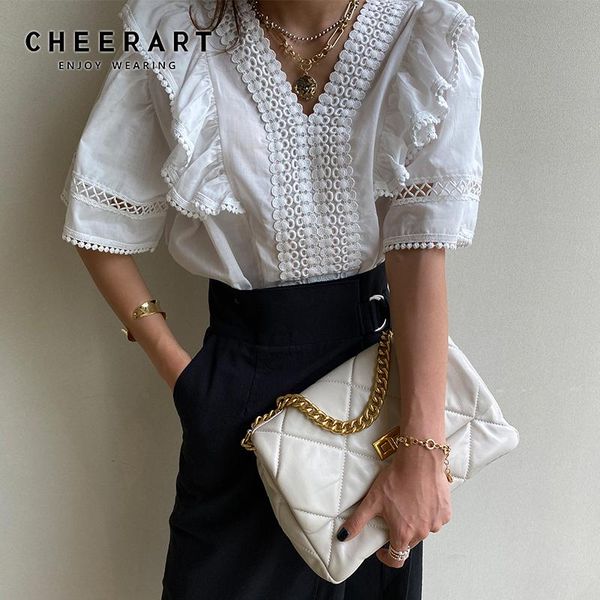 women's blouses & shirts cheerart hollow out ruffle v neck short sleeve summer blouse women white black vintage puff korean fashion lad
women's blouses & shirts cheerart hollow out ruffle v neck short sleeve summer blouse women white black vintage puff korean fashion lad