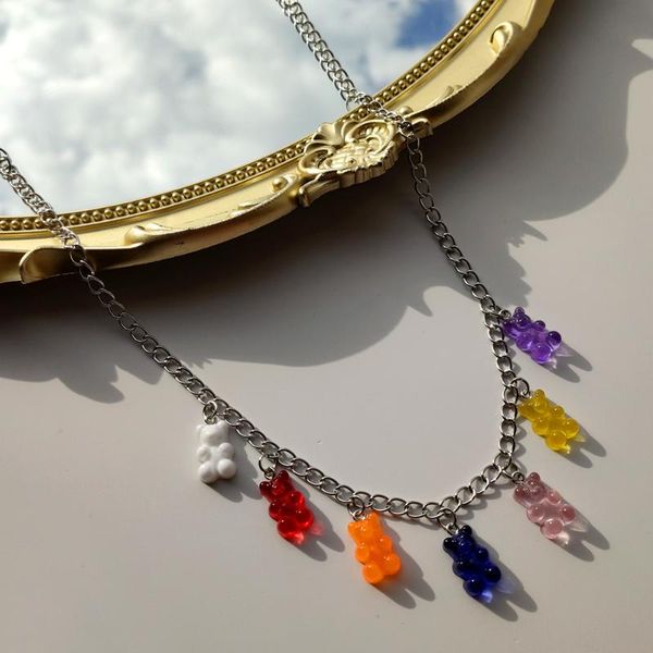 chains fashion rainbow color bear gummy necklaces for women 7 colors transparent resin cartoon animal necklace birthday jewelry, Silver
chains fashion rainbow color bear gummy necklaces for women 7 colors transparent resin cartoon animal necklace birthday jewelry, Silver