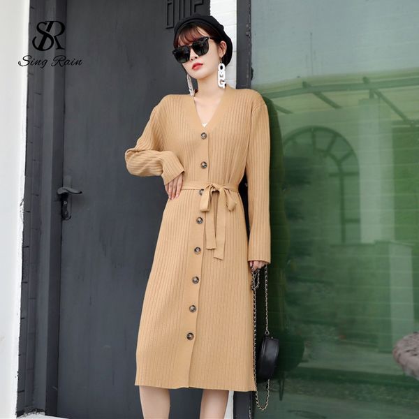 thick knitted women dress autumn winter elegant solid long sleeve button jumper casual loose fashion sweater dresses 210419, Black;gray
thick knitted women dress autumn winter elegant solid long sleeve button jumper casual loose fashion sweater dresses 210419, Black;gray