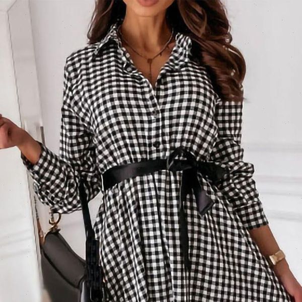 s women dresses xl autumn winter dress with big swing at waist long sleeve small plaid bow silk belt robe, Black;gray
s women dresses xl autumn winter dress with big swing at waist long sleeve small plaid bow silk belt robe, Black;gray