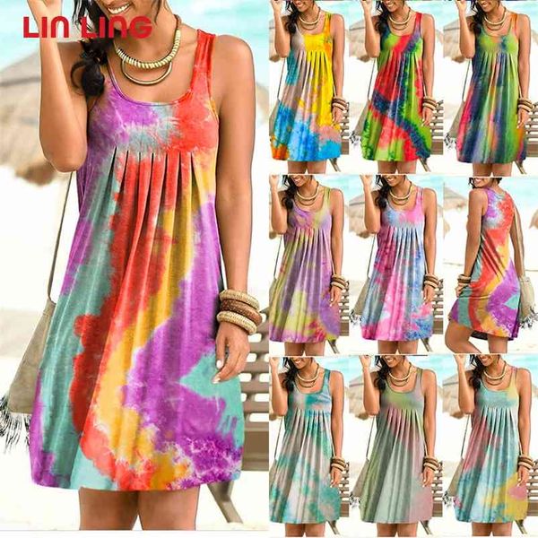 sleeveless tie dye women dress loose vintage beach summer boho dress casual party dress plus size 5xl female vestidos 210409, Black;gray
sleeveless tie dye women dress loose vintage beach summer boho dress casual party dress plus size 5xl female vestidos 210409, Black;gray