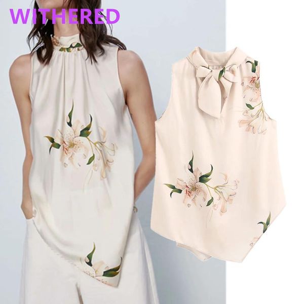 women's blouses & shirts dave&di england office lady floral printing satin bow sleeveless summer blouse women blusas mujer de moda 2021, White
women's blouses & shirts dave&di england office lady floral printing satin bow sleeveless summer blouse women blusas mujer de moda 2021, White