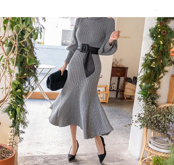 2021 autumn winter thick knitted mermaid maxi women warm fashion korean lantern sleeve sweater dress vestidos with belt, Black;gray
2021 autumn winter thick knitted mermaid maxi women warm fashion korean lantern sleeve sweater dress vestidos with belt, Black;gray