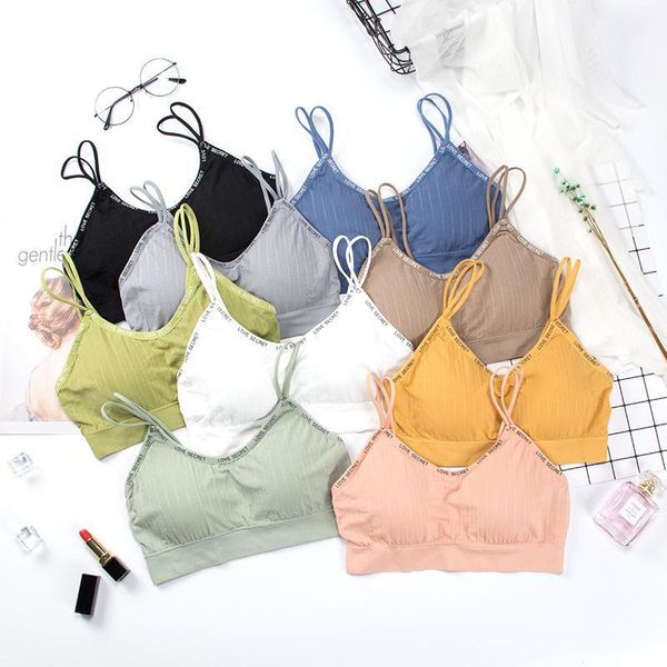 style sport bra candy-colored lettered strap beauty back wrap-around double camisole short girl's vest tube, White;black
style sport bra candy-colored lettered strap beauty back wrap-around double camisole short girl's vest tube, White;black