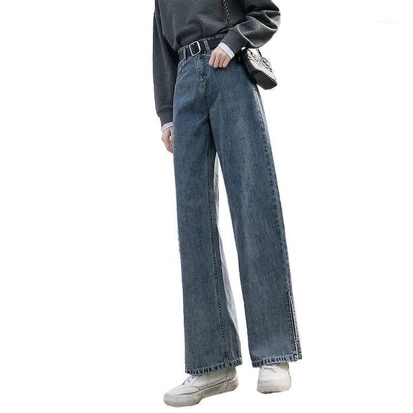 jeans wide-leg pants women's high waist 2021 spring micro-lace mopping stripe vertical loose straight trousers1, Blue
jeans wide-leg pants women's high waist 2021 spring micro-lace mopping stripe vertical loose straight trousers1, Blue
