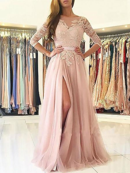 party dresses peach evening dress long sleeve lace chiffon skirt formal gowns wear, White;black
party dresses peach evening dress long sleeve lace chiffon skirt formal gowns wear, White;black