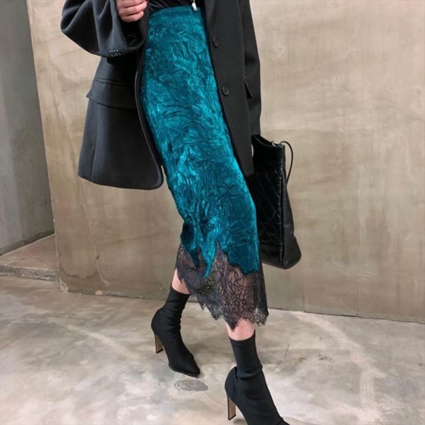 spring autumn fahsion velvet women skirts high waist lace patchwork split package hip, Black
spring autumn fahsion velvet women skirts high waist lace patchwork split package hip, Black