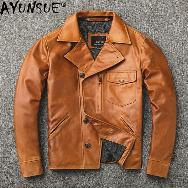 men's leather & faux ayunsue motorcycle real jacket men 100% sheepskin coat vintage mens genuine jackets veste homme 1924 kj4736, Black
men's leather & faux ayunsue motorcycle real jacket men 100% sheepskin coat vintage mens genuine jackets veste homme 1924 kj4736, Black