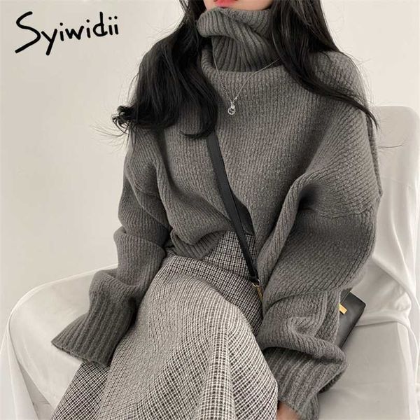 syiwidii blue turtleneck sweaters for women fall winter pullovers short knitted loose korean fashion casual jumpers 211018, White;black
syiwidii blue turtleneck sweaters for women fall winter pullovers short knitted loose korean fashion casual jumpers 211018, White;black