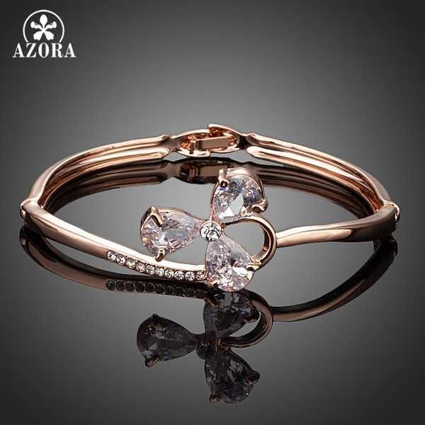azora lucky clover design rose gold color clear cubic zirconia charm bangle bracelet tb0046 q0717, Black
azora lucky clover design rose gold color clear cubic zirconia charm bangle bracelet tb0046 q0717, Black