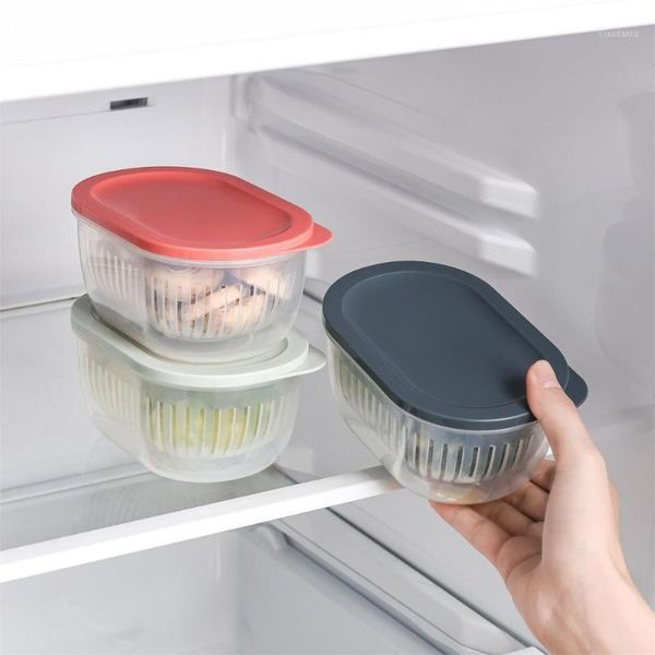storage bottles & jars kitchen double-layer drain food box with lid refrigerator onion ginger garlic sealed transparent boxes
storage bottles & jars kitchen double-layer drain food box with lid refrigerator onion ginger garlic sealed transparent boxes