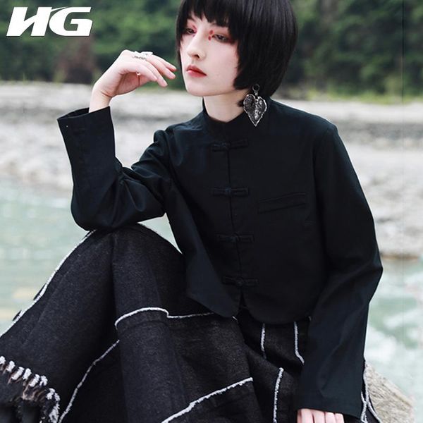 women's jackets hg black stand collar jacket women loose fashion chinese style single breasted 2021 autumn vintage clothes dzl1468, Black;brown
women's jackets hg black stand collar jacket women loose fashion chinese style single breasted 2021 autumn vintage clothes dzl1468, Black;brown