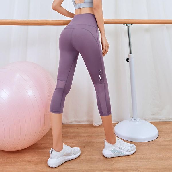 women's leggings salspor women mid-calf seamless high waist legging breathable quick drying workout pants, Black