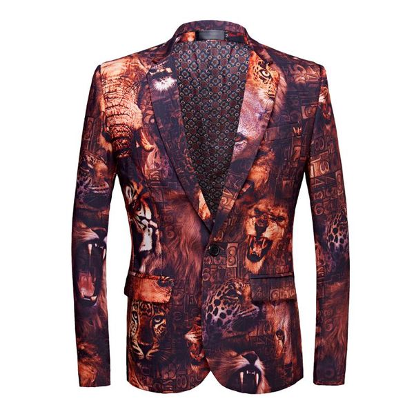 men's suits & blazers tide party men casual blazer print tiger pattern design dj club singer costume slim fit suit jacket coat, White;black
men's suits & blazers tide party men casual blazer print tiger pattern design dj club singer costume slim fit suit jacket coat, White;black