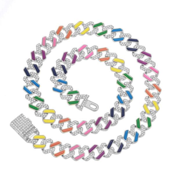 chains neon colorful enamel choker necklace hiphop iced out bling cz 12mm miami cuban link chain for women rainbow necklaces jewelry, Silver
chains neon colorful enamel choker necklace hiphop iced out bling cz 12mm miami cuban link chain for women rainbow necklaces jewelry, Silver