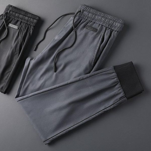 men's summer ice silk casual trousers elastic bundle foot speed dry smooth breathable thin style pants, Black
men's summer ice silk casual trousers elastic bundle foot speed dry smooth breathable thin style pants, Black