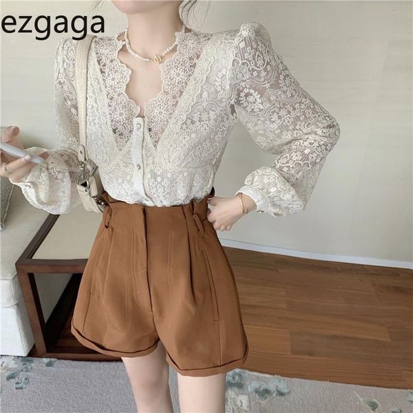 women's blouses & shirts ezgaga blouse women v-neck long sleeve 2021 spring fashion lace elegant slim crop korean all-match ladies, White
women's blouses & shirts ezgaga blouse women v-neck long sleeve 2021 spring fashion lace elegant slim crop korean all-match ladies, White