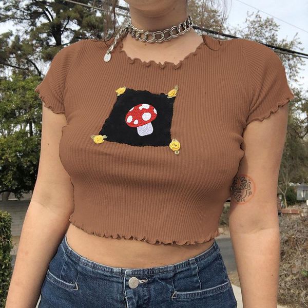women's t-shirt 2021 mushroom print short women spring summer round neck casual slim female tshirt cotton fashion retro, White
women's t-shirt 2021 mushroom print short women spring summer round neck casual slim female tshirt cotton fashion retro, White