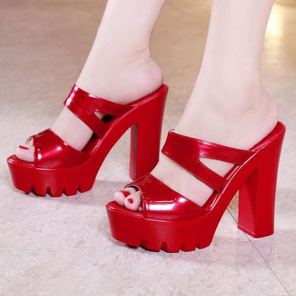 summer thick large size 43 sandals slippers patent leather fish mouth high heels shoes women fashion casual, Black
summer thick large size 43 sandals slippers patent leather fish mouth high heels shoes women fashion casual, Black