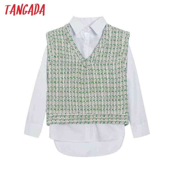 women retro green plaid tweed patchwork blouse long sleeve chic female shirt 6h3 210416, White
women retro green plaid tweed patchwork blouse long sleeve chic female shirt 6h3 210416, White