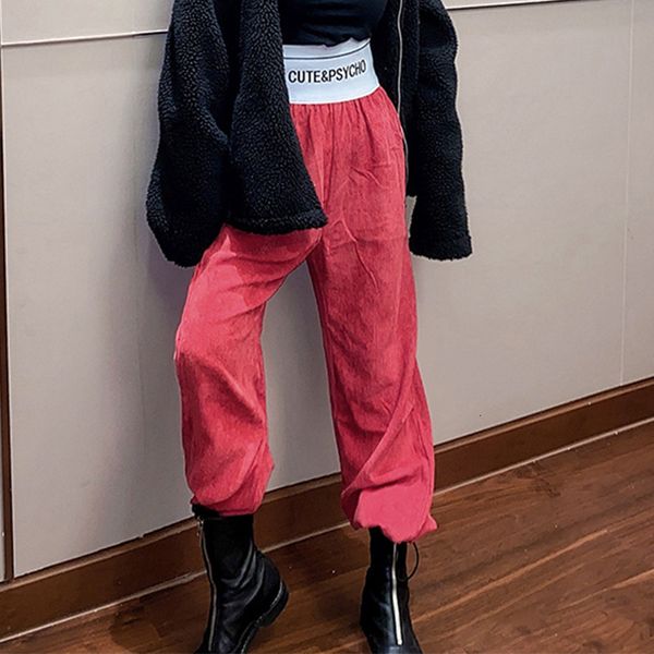 pants trousers 2021 women's with elastic ribbon splicing high waist corduroy loose legged casual, Black;white
pants trousers 2021 women's with elastic ribbon splicing high waist corduroy loose legged casual, Black;white