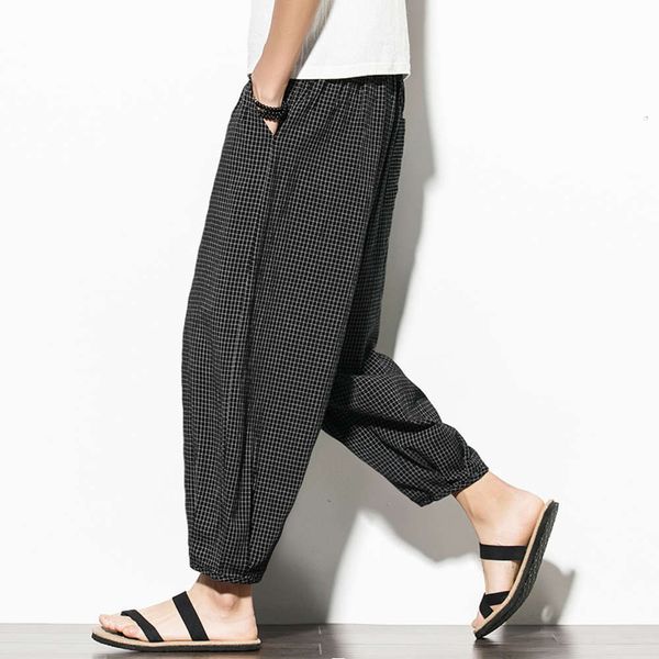 pants chinese style men's loose plaid lantern large radish casual nine point harem zkem, Black
pants chinese style men's loose plaid lantern large radish casual nine point harem zkem, Black