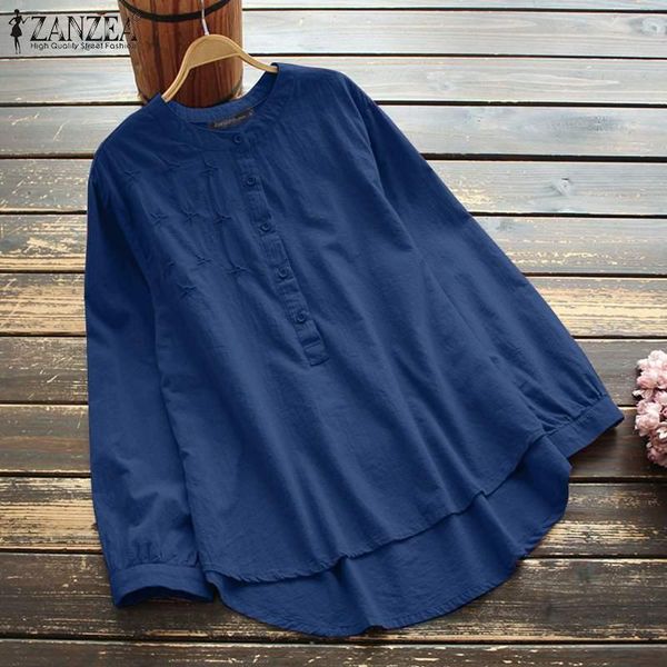 women's blouses & shirts plus size irregular zanzea 2021 kaftan embroidery casual long sleeve blusas female button tunic chemise, White
women's blouses & shirts plus size irregular zanzea 2021 kaftan embroidery casual long sleeve blusas female button tunic chemise, White
