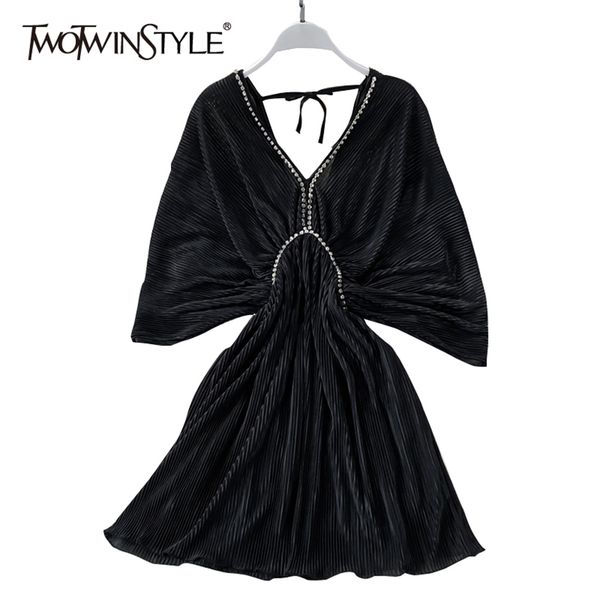 vintage black pleated dress for women v neck batwing short sleeve high waist mini dresses female fashion style 210520, Black;gray
vintage black pleated dress for women v neck batwing short sleeve high waist mini dresses female fashion style 210520, Black;gray