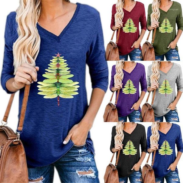 women's t-shirt ladies dragonfly printed basic long sleeve pullover v-neck comfortable soft fashion loose, White
women's t-shirt ladies dragonfly printed basic long sleeve pullover v-neck comfortable soft fashion loose, White