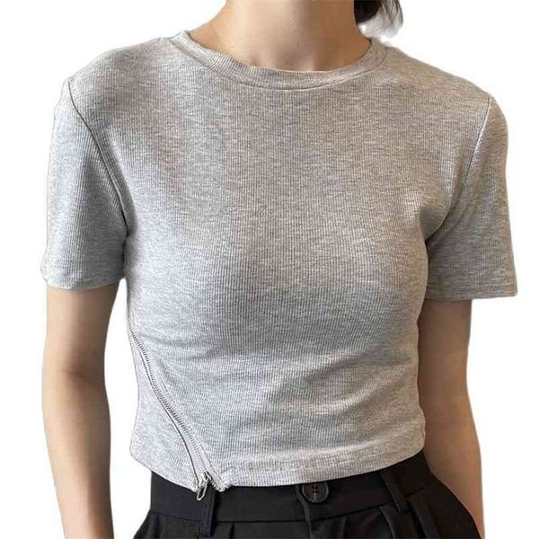 round neck short-sleeved t-shirt slim slimming zipper cropped women summer korean fashion women's clothing 210520, White
round neck short-sleeved t-shirt slim slimming zipper cropped women summer korean fashion women's clothing 210520, White