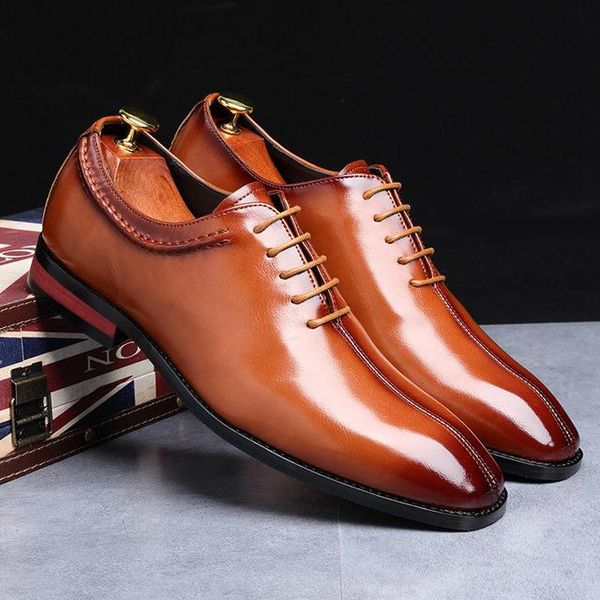 men's dress shoes business men oxford leather zapatos de hombre vestir formal patent, Black