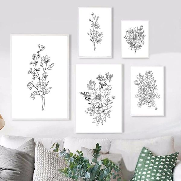 paintings abstract line flower canvas posters black and white plant simple modern pictures for interior living room home decor
paintings abstract line flower canvas posters black and white plant simple modern pictures for interior living room home decor