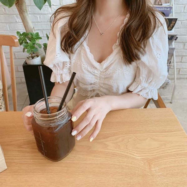 women's knits & tees hollow out summer blouse white cotton crochet ruffles shirts drawstring cropped short sleeve elegant pul
women's knits & tees hollow out summer blouse white cotton crochet ruffles shirts drawstring cropped short sleeve elegant pul