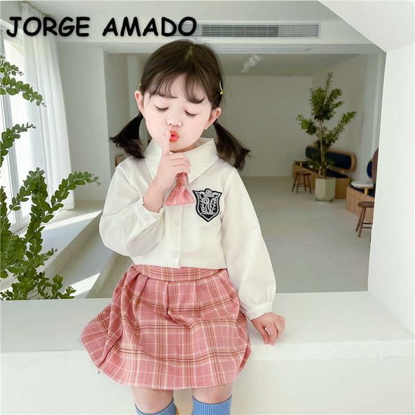 spring kids girls 2-pcs sets white long sleeves shirts + pleated skirt students style children clothes e3042 210610
spring kids girls 2-pcs sets white long sleeves shirts + pleated skirt students style children clothes e3042 210610