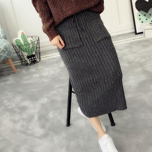 skirts 2021 winter lacing pencil midi grey skirt at knee wool knitted high wasit faldas ol office for girls autumn df302, Black
skirts 2021 winter lacing pencil midi grey skirt at knee wool knitted high wasit faldas ol office for girls autumn df302, Black