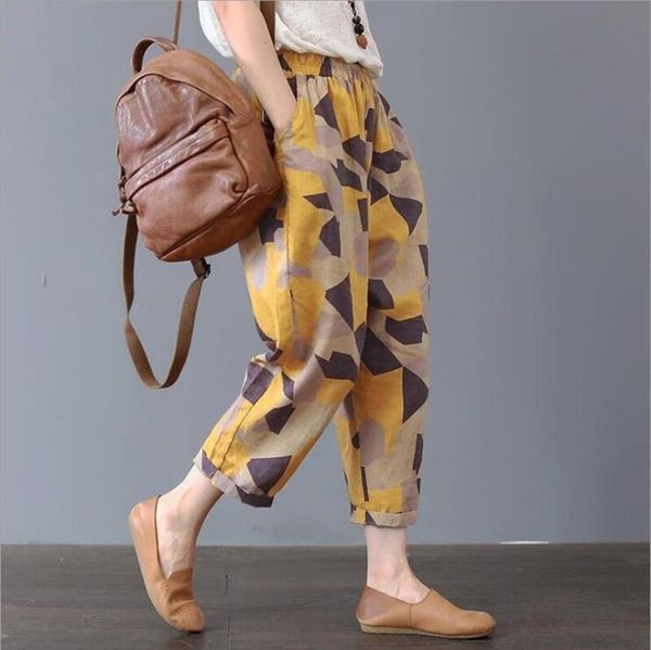 plus size casual linen womens capris trousers vintage polka dot pantalon female elastic waist printed turnip harem, Black;white
plus size casual linen womens capris trousers vintage polka dot pantalon female elastic waist printed turnip harem, Black;white