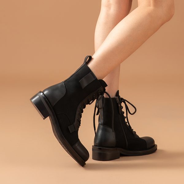boots motorcycle boots women cow leather fabric ankle bootie cross-tied side zip round toe fashion lady shoes handmade 03857, Black
boots motorcycle boots women cow leather fabric ankle bootie cross-tied side zip round toe fashion lady shoes handmade 03857, Black