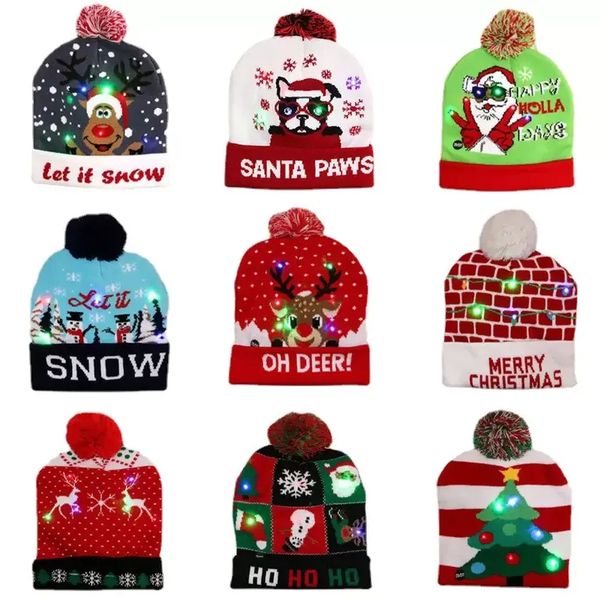 led funny christmas hat novelty light-up colorful stylish beanie cap knitted xmas party