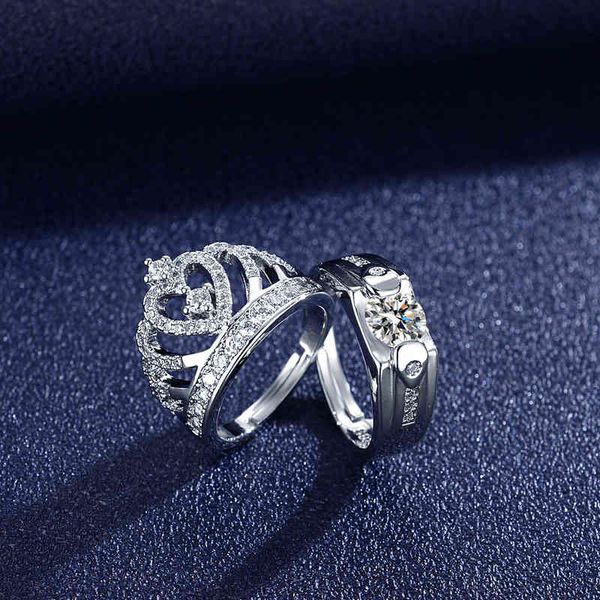 live broadcast of hand jewelry, open couple ring, korean version zircon six claw crown wedding ring, Silver
live broadcast of hand jewelry, open couple ring, korean version zircon six claw crown wedding ring, Silver