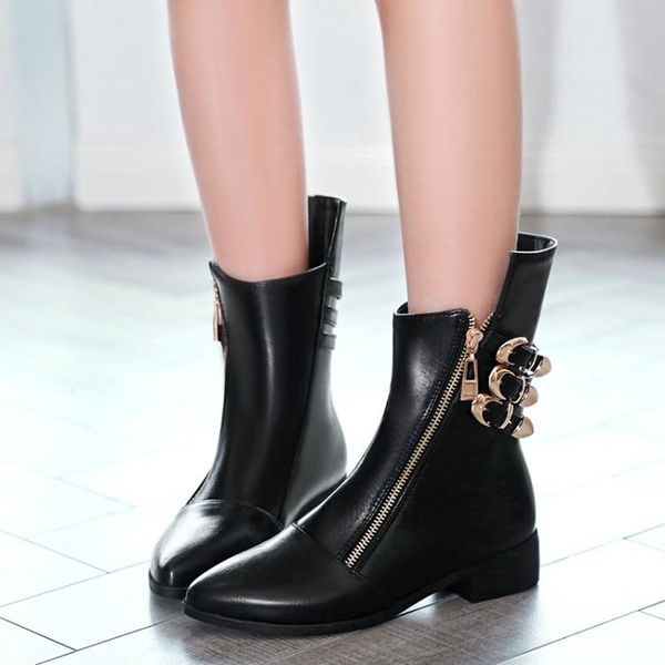 boots oversized women shoes ankle for ladies side zip belt buckle pointed flat heel, Black
boots oversized women shoes ankle for ladies side zip belt buckle pointed flat heel, Black