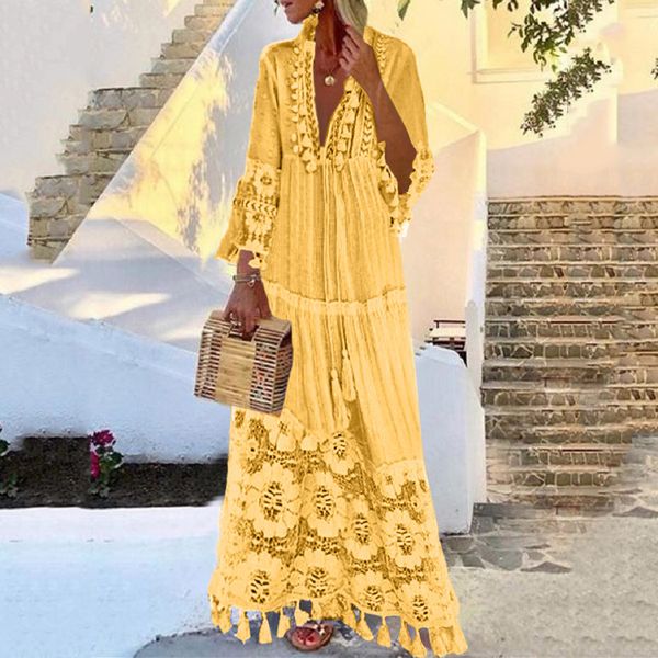 dress autumn fashion casual party bohemian large size v-neck solid color lace tassel long dress wholesale z4, Black;gray
dress autumn fashion casual party bohemian large size v-neck solid color lace tassel long dress wholesale z4, Black;gray
