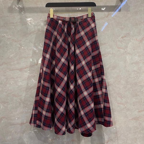 skirts vintage red black plaid pleated midi wool women side zipper pocket sashes belt waist flare skirt lady 2021
skirts vintage red black plaid pleated midi wool women side zipper pocket sashes belt waist flare skirt lady 2021