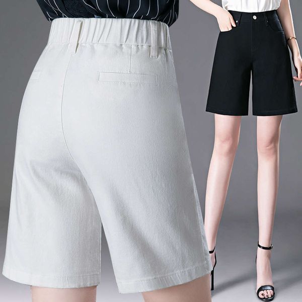 white denim shorts women's summer back elastic high waist slim pants casual capris, Blue
white denim shorts women's summer back elastic high waist slim pants casual capris, Blue