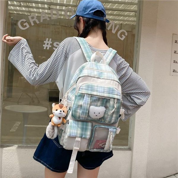 school bags kawaii plaid fashion women's backpack nylon waterproof backpacks with many pockets large-capacity outdoor travel
school bags kawaii plaid fashion women's backpack nylon waterproof backpacks with many pockets large-capacity outdoor travel